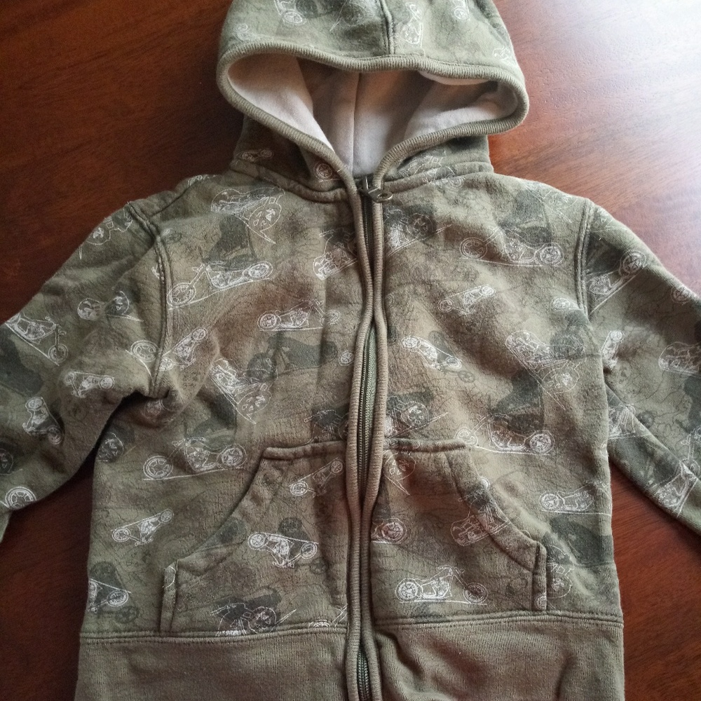Boys motorcycle hoodie.